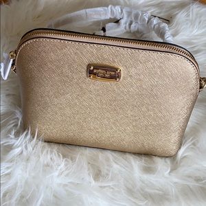 Michael kors gold crossbody bag